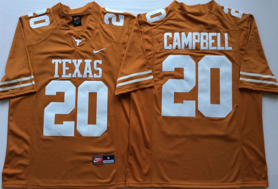 NCAA Men Texas Longhorns YELLOW #20 CAMPBELL